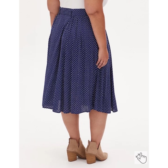 NWT TORRID Midi Challis Skirt - Ditsy Hearts Navy - Picture 3 of 6
